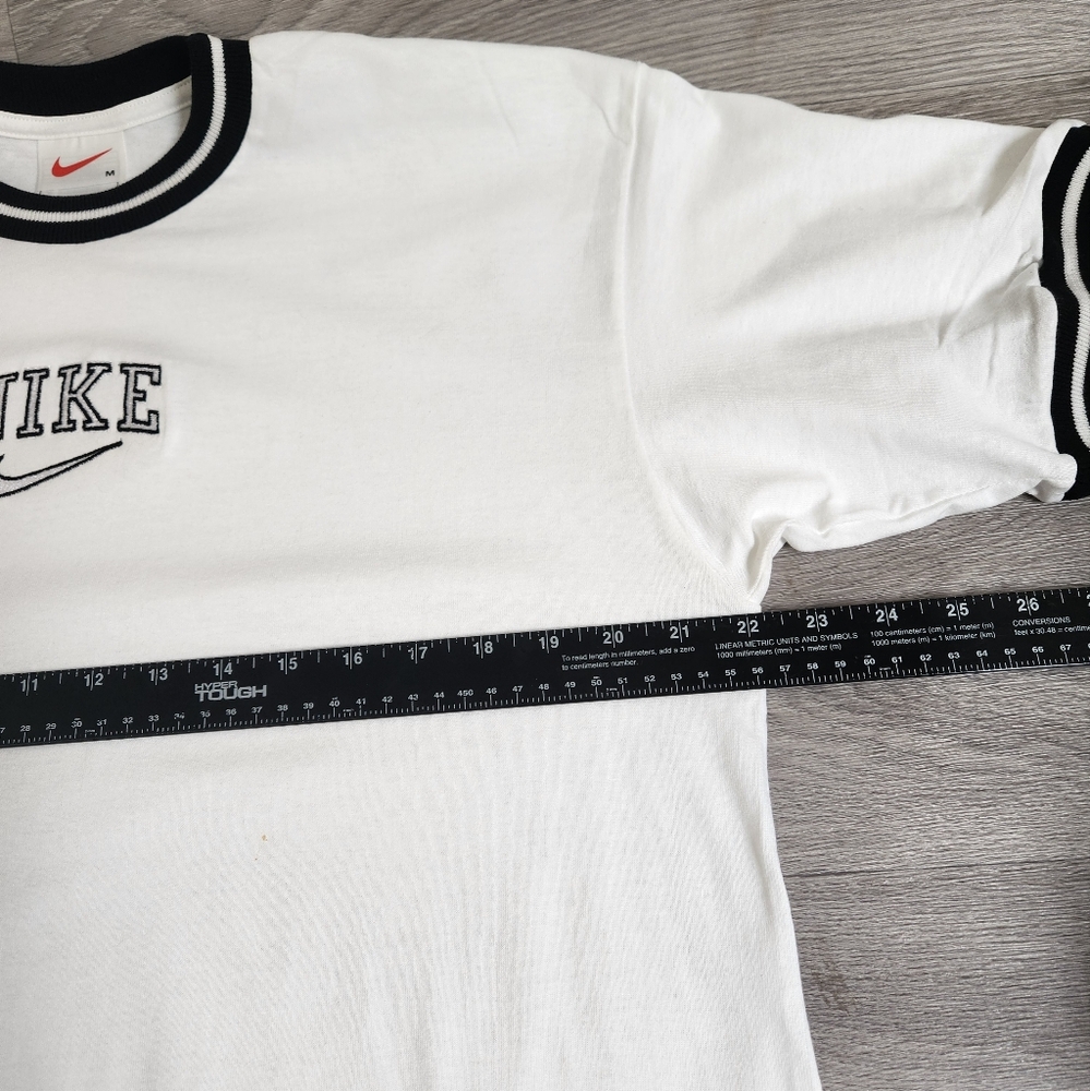 Nike Vintage White Shirt M Ringer 90's Embroidered NEW - Picture 5 of 10